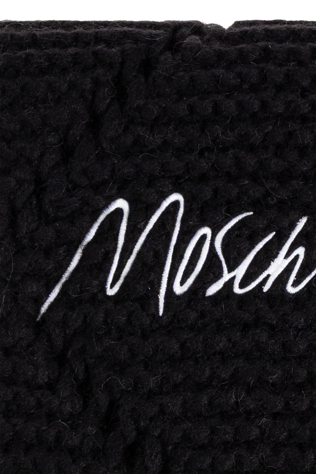 Moschino ロコ刺繍クロッフトトラウサ 251EA03230527 0001 Moschino Scarf with embroidered logo | Men's Accessorie | Vitkac